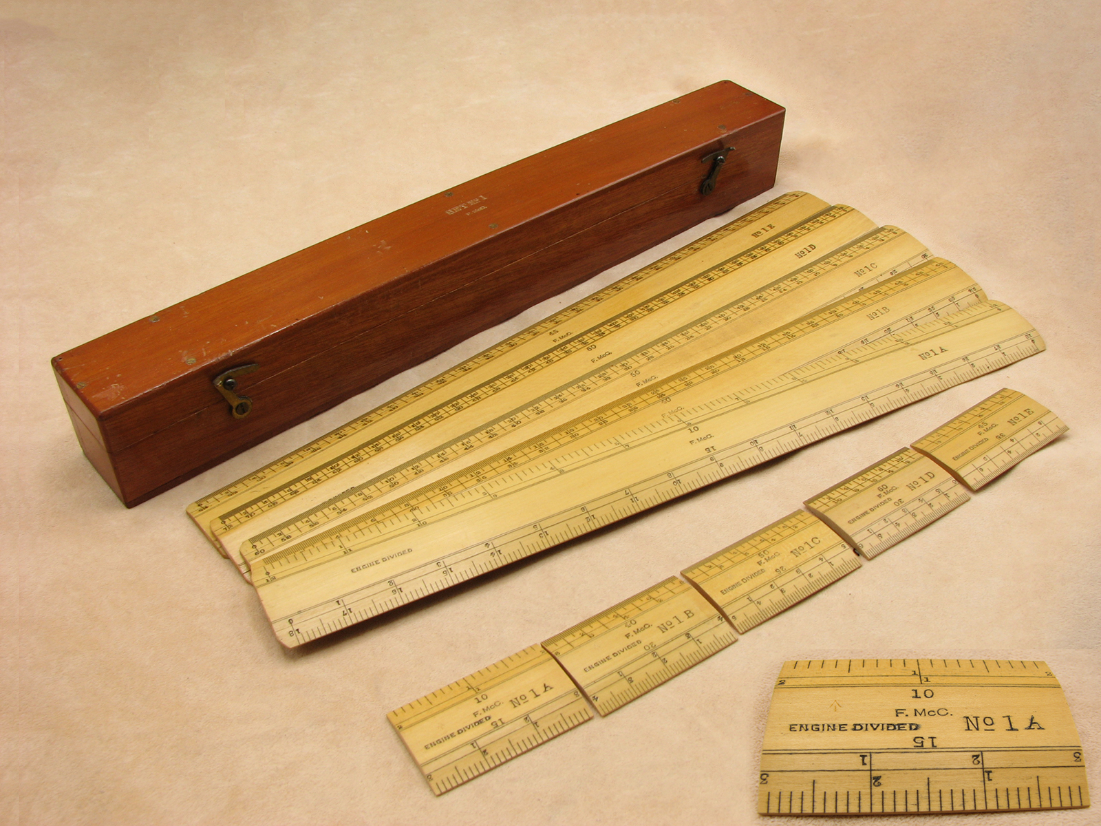 WW2 boxwood scale rules set by F. McCarthy and Son in original box